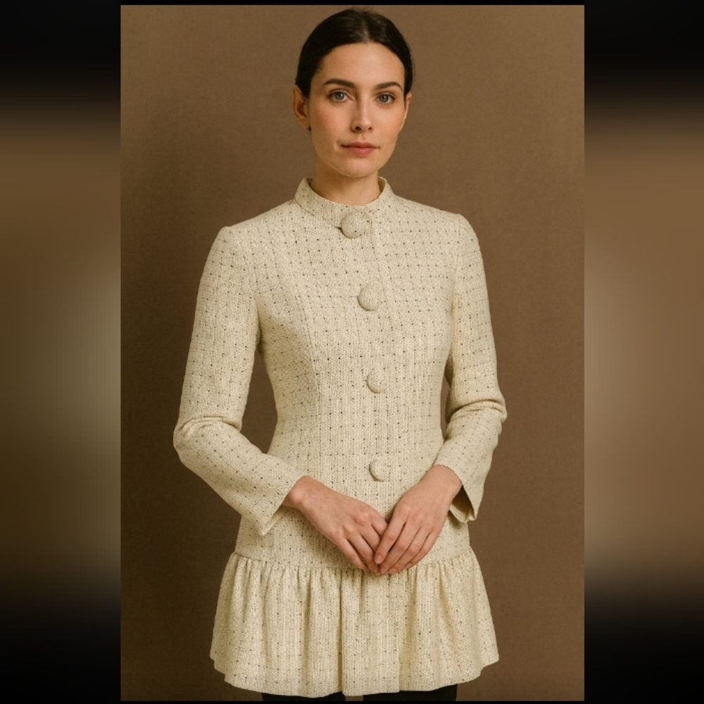 Stunning and rare Alice Roi jacket, size small white‎ with small black dots